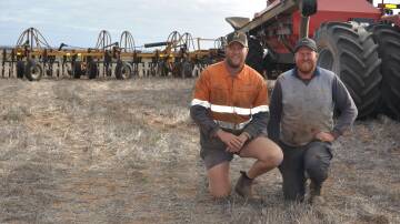 Shane and Hayden Harris, Rudall, are well into their cropping program despite minimal rainfall. Picture by Katie Jackson