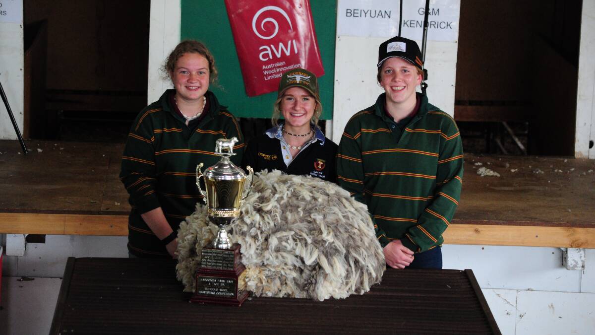 Year 11 Urrbrae Agricultural High School students Ebonee Harris, Peita Whitbread and Yasmin Elliott, all 16, took home the top gong. Pictures by Katie Jackson. 