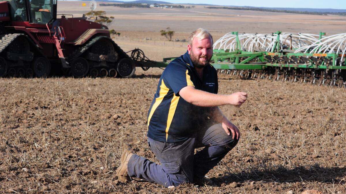 Darke Peak cropper Hayden Schubert says it's too risky to keep dry seeding and has decided to put his machinery back in the shed until the region receives rain. Picture by Katie Jackson