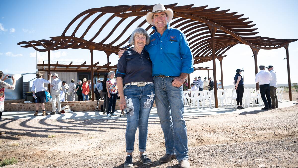 Nilpena Station cattle farmers Jane and Ross Fargher at the National Park opening. Pictures supplied by Department of Environment and Water 