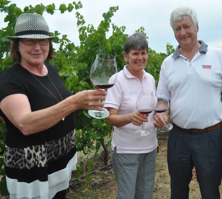 TOASTING SUCCESS: Fork and Cork Festival chair Barbara Lightburn and Trudy and David Herbert.