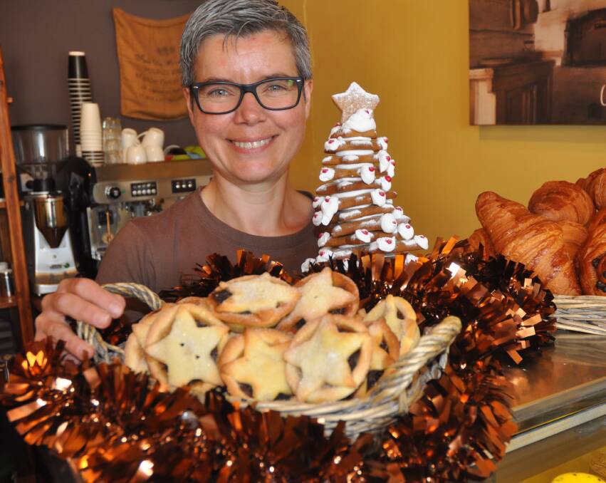 TOP FOOD: Sylvie Van Leuven with the Christmas treats in their artisan bakery in Naracoorte. They have made about 1000 mince pies for the festive season.