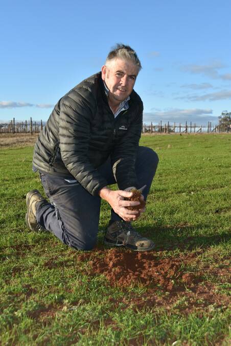 Will Malone, Wrattonbully, holds some of the soil on his property. Picture by Catherine Miller