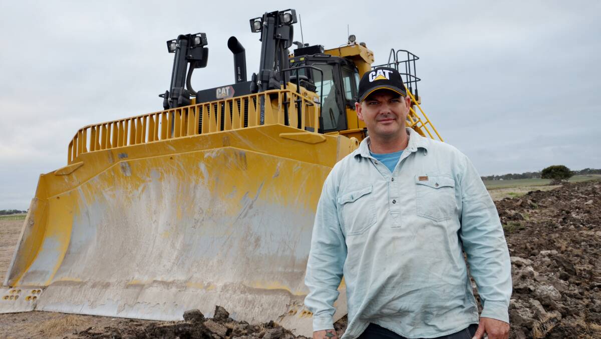 Lee Sutherland has been the main driver of the D11 CAT bulldozer which Conmurra Station, Kingston SE, has been using to deep rip some of their country. Picture by Catherine Miller