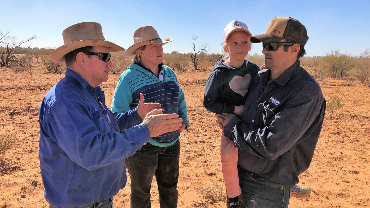 Crown Point's Donny and Colleen Costello, from left, with son-in-law, Ben Brooks, and grand daughter, Bailey, pictured several years ago in the heart of their beef cattle operation south of Alice Springs. 