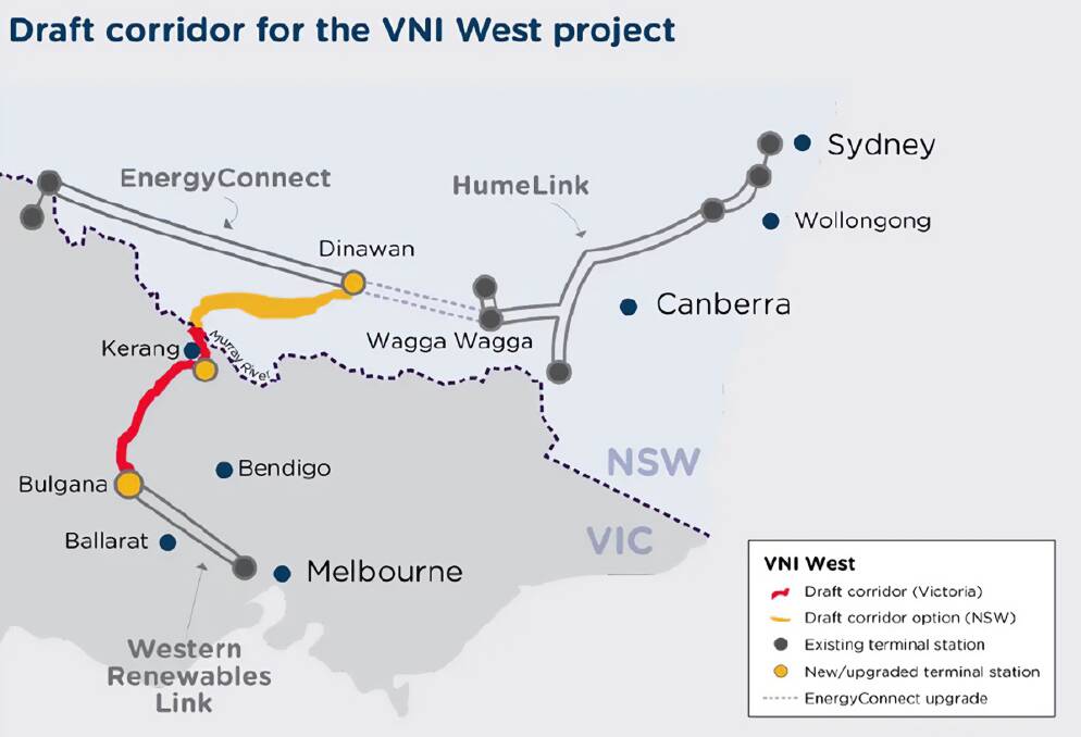 TCV is working to narrow the proposed route of the VNI West project. Map from TCV.
