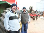 Mark and Nick Jaensch at Callington are into the final stages of their seeding program. Picture by Quinton McCallum