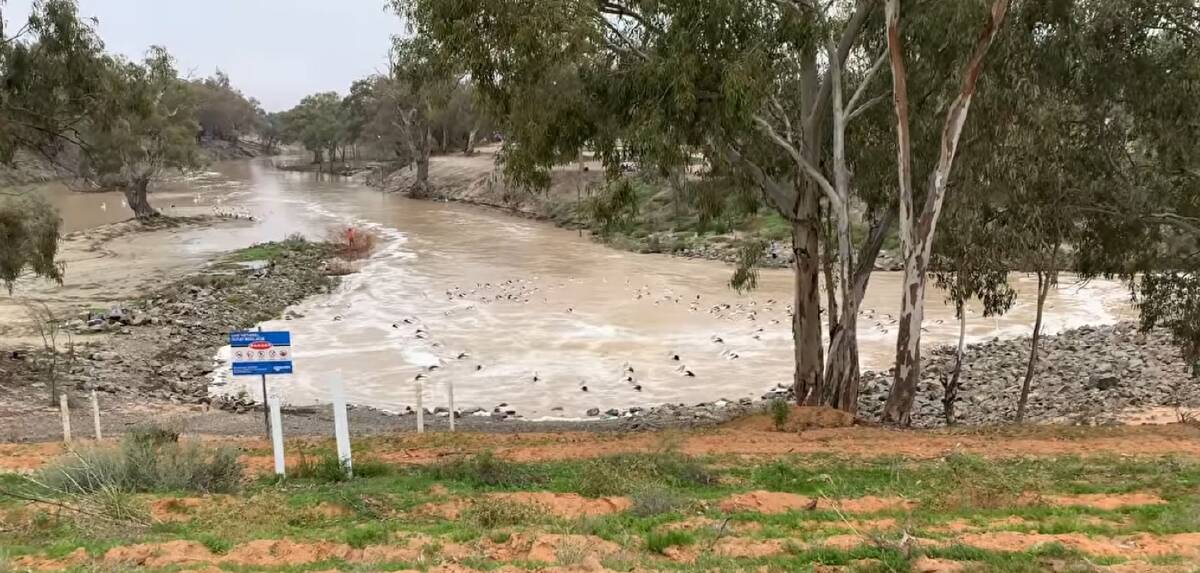 Lake Wetherall Outlet releasing water down to the Lower Darling to help improve water quality. Picture supplied
