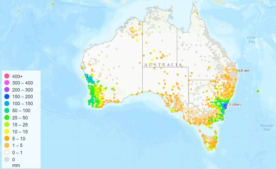 There has been excellent rainfall in WA over the past week. Source: BOM.