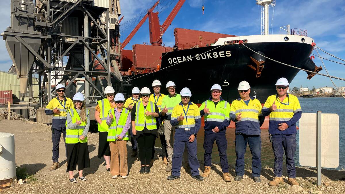 Viterra staff at Outer Harbor celebrate a record breaking month. Photo courtesy of Viterra.