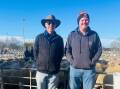 New Ouyen Livestock Exchange assistant manager Liam Vine with
outgoing assistant manager Gary Manley. Picture supplied