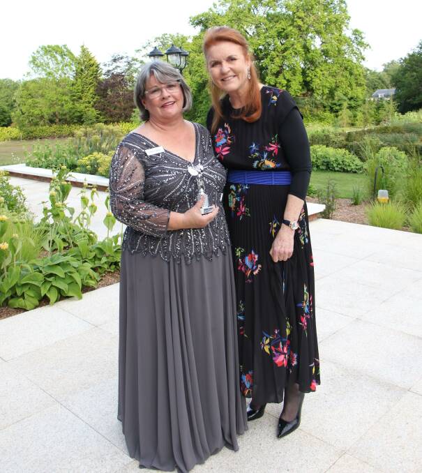 Robyn Verrall, Keith, with Sarah Ferguson, after receiving a silver medal in the international 2024 Women Changing the World Awards. Picture supplied