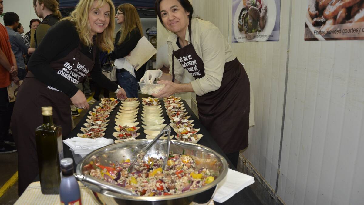 GOOD STUFF: Serving up a mushroom feast were The Food Studio's Maria Battistella and Pina Lalic. 