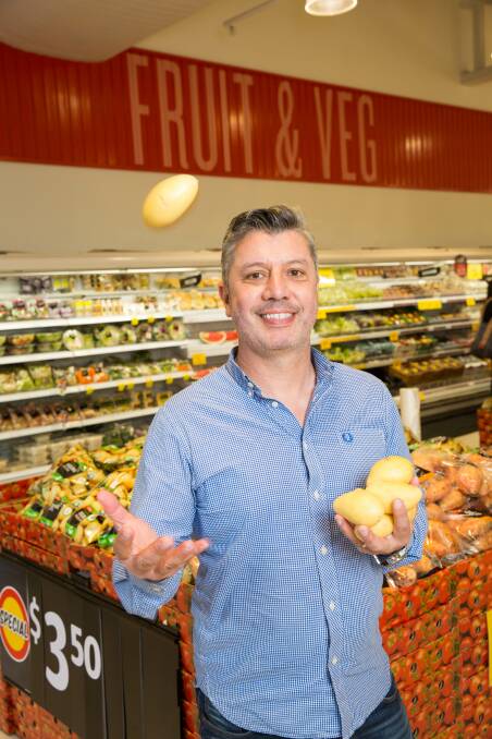 FRENCH VARIETY: Frank Mitolo in the Gawler Green Coles store at the launch of the new potato.