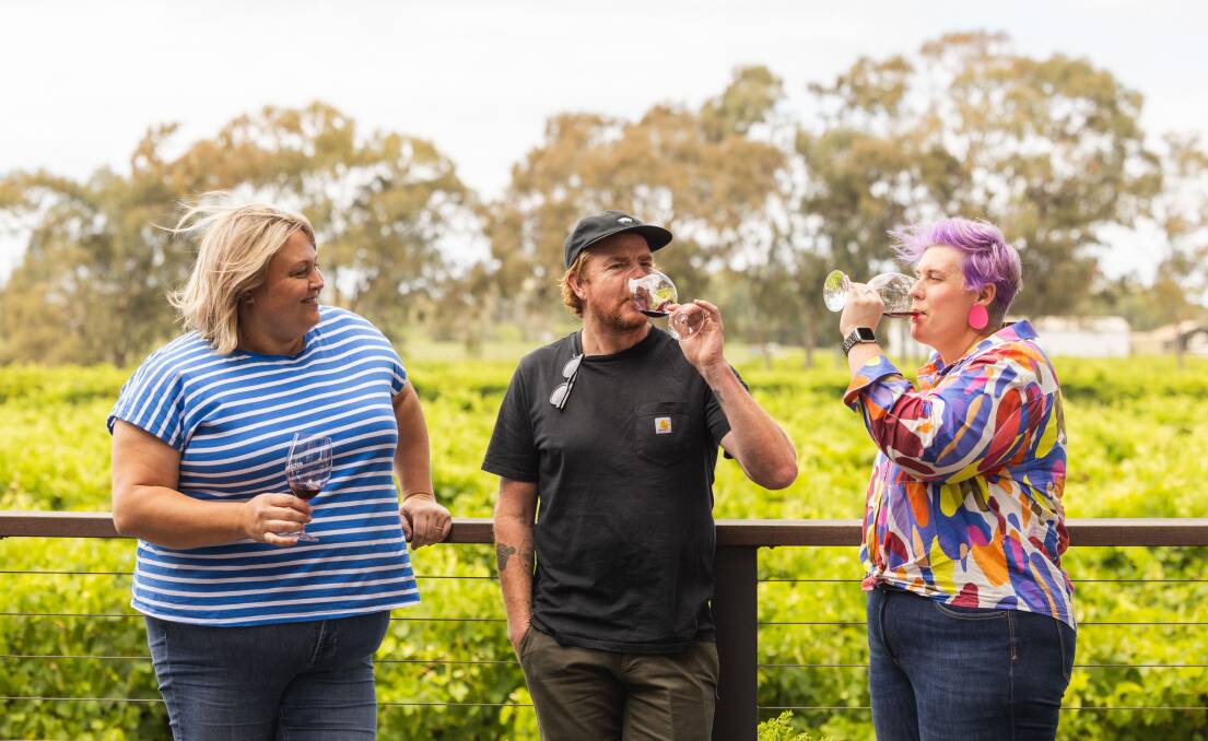 Winemakers Lauren Langfield, Brendon Keys and Anita Goode with try their hands at creating some limited edition reds with Langhorne Creek fruit. Picture by Matthew Kroker 