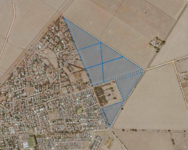 The 30 hectares of farmland to the east of Freeling that will likely be home to housing. Picture source: PlanSA