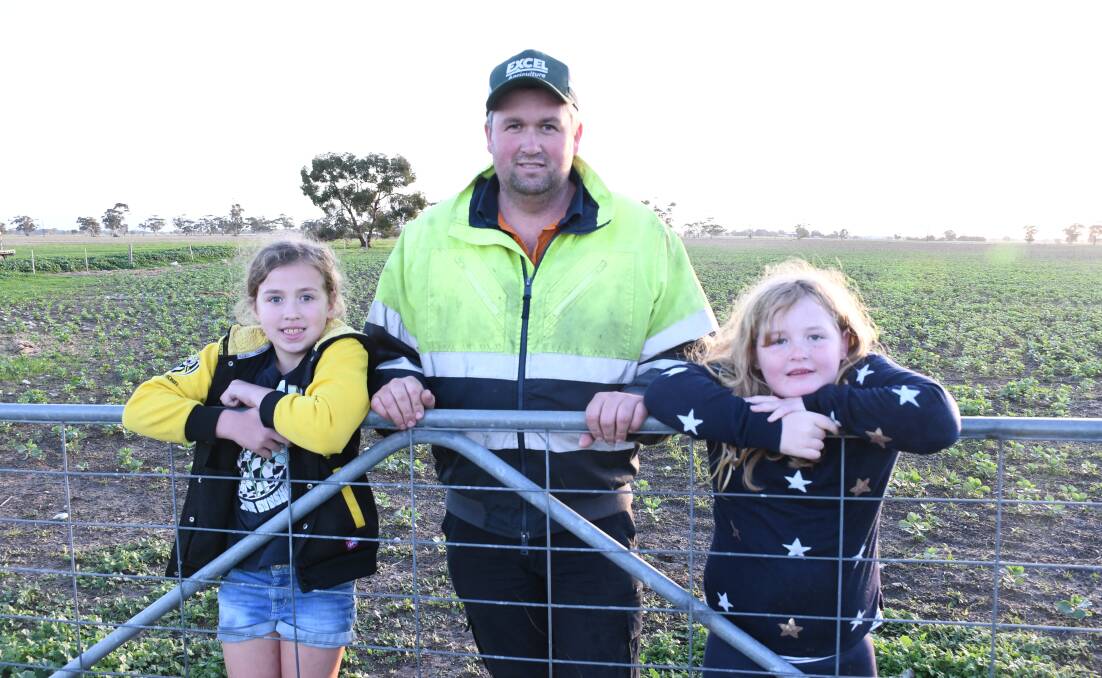 Beans are booming at Cannawigara, near Bordertown, where Josh Hunt and daughters Georgia, 9, and Asha, 6, were out doing a paddock inspection on Friday last week. 