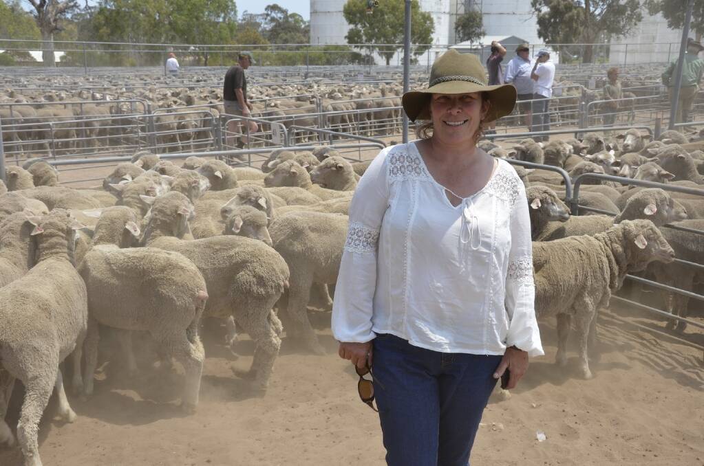 Sheryl Sharp, Beachport, bought this pen of 65 1.5yo ewes for $130 at the Bordertown off-shears sale.