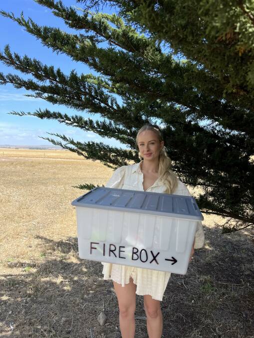 Maya Doudle, Port Lincoln, has posted a video to Tiktok packing a fire box in case of a bushfire. Picture supplied.