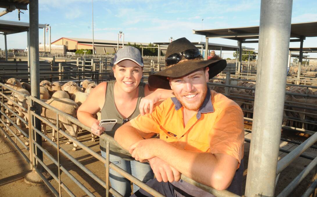 YOUNG SELLERS: Tom Clothier and Hannah Young, Crystal Brook, were at Dublin recently selling the last of their season's lambs and some old ewes.