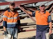 Employee Brad Fidd and owner Richard Konzag checked boom spray jets. Pictures supplied