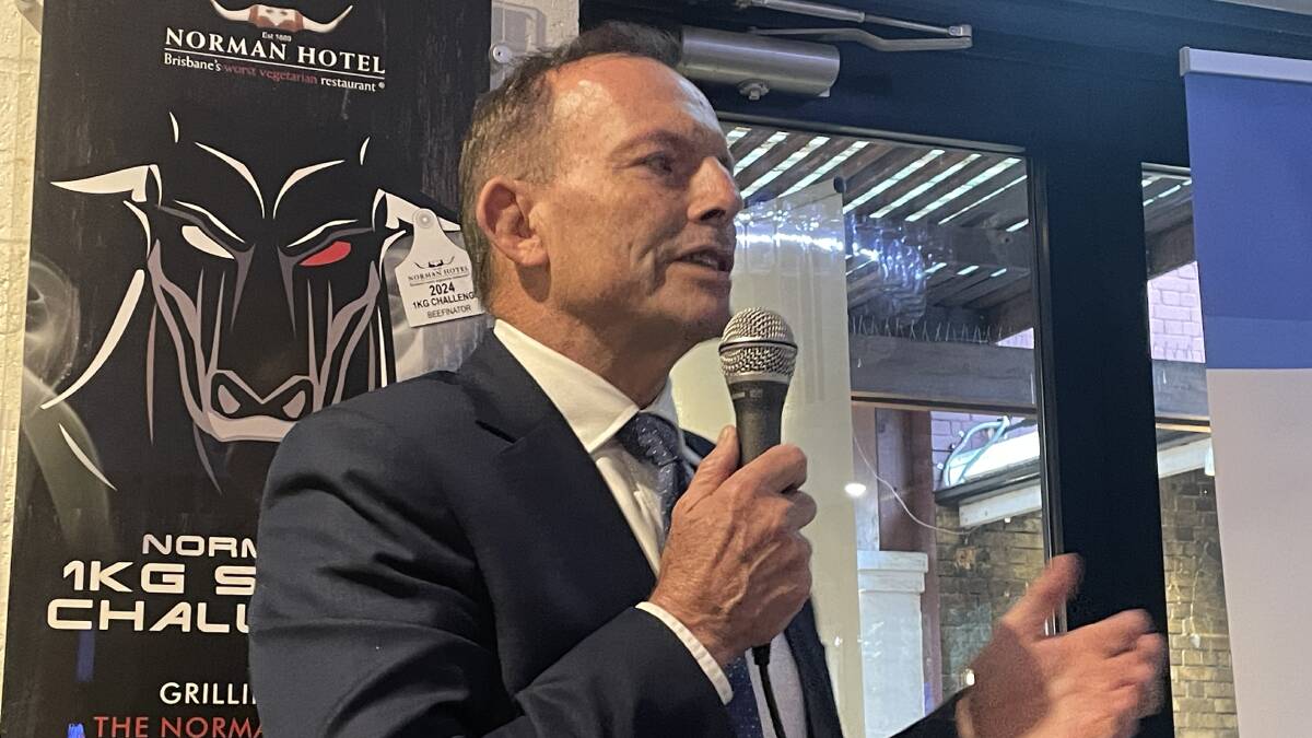 Former Prime Minister Tony Abbott speaking at the launch of former Senator Ron Boswell's book 'Not Pretty, But Pretty Effective'. Picture by Mark Phelps